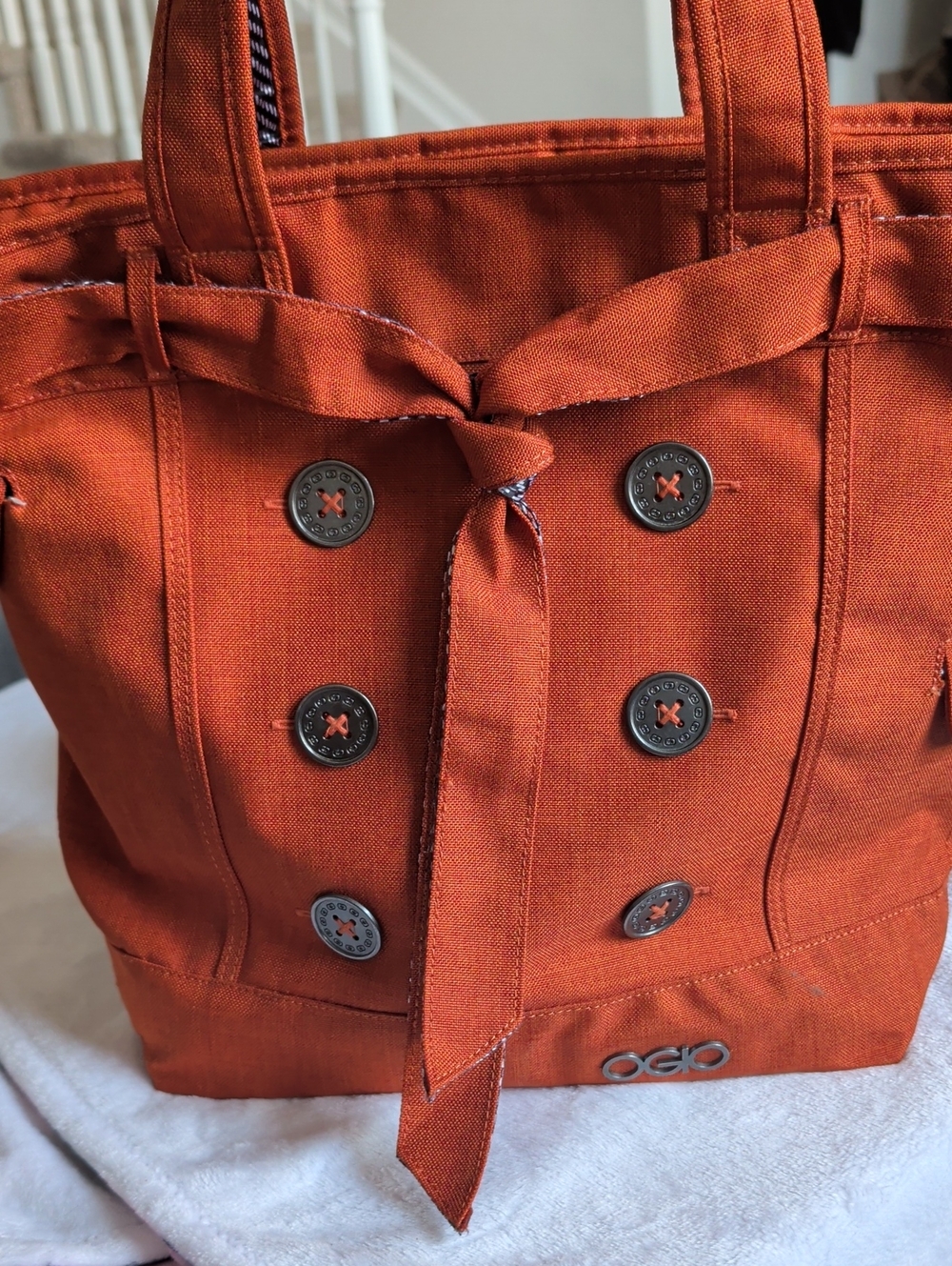 OGIO Rust Orange Canvas Tote with Button Accents